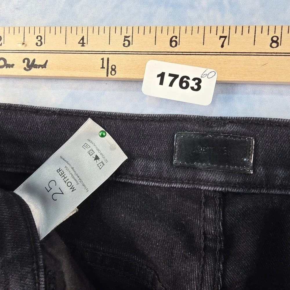 MOTHER Hustler Ankle Fray High Rise Flare‎ Jeans Faded Black Size 25